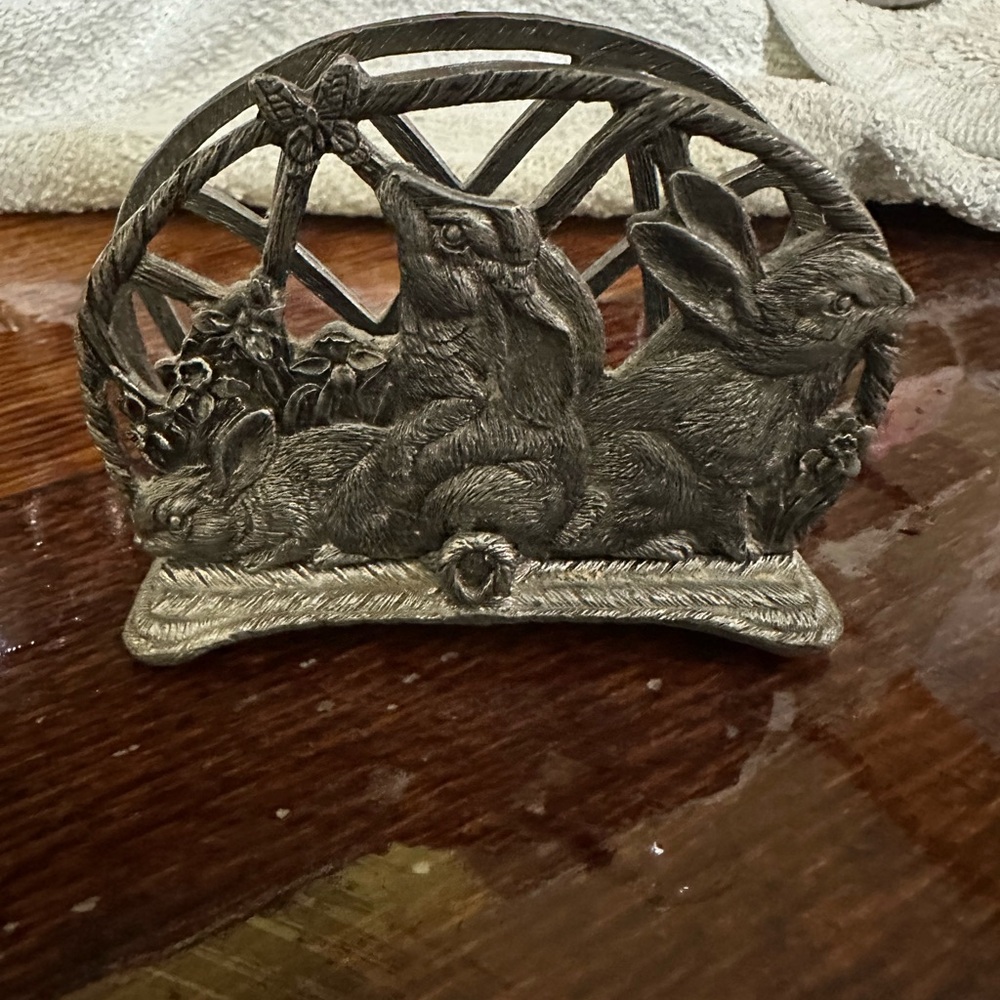 Source Unknown Silver Rabbit Letter Holder